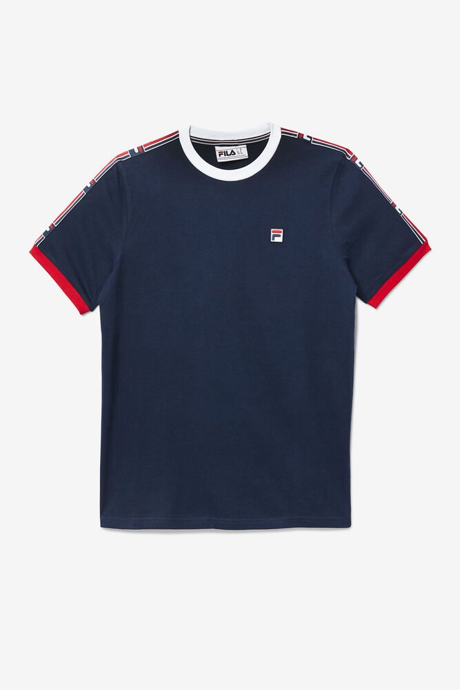 Fila Zale Navy T-Shirt Mens - NZ 43756-SNHF